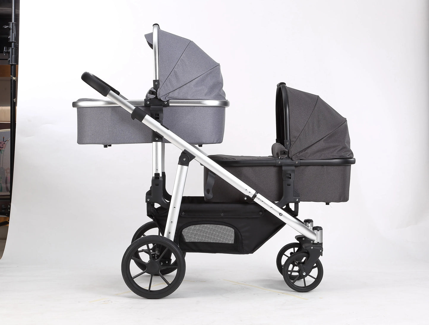European Twin Baby Stroller Wholesale Foldable 3-in-1 Pram Car Seat Infant Cart Double Seat Pushchair EVA Alloy Newborn Toddler