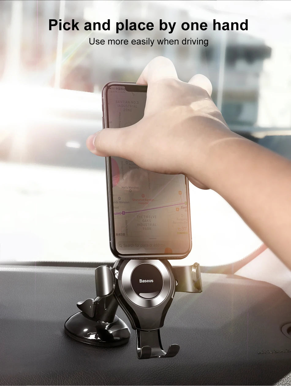 Baseus Gravity Car Phone Holder For iPhone 16 Samsung Suction Cup Car Holder For Phone in Car Mobile Phone Holder Stand 핸드폰 거치대