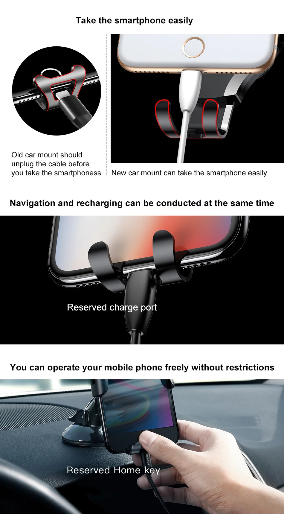 Baseus Gravity Car Phone Holder For iPhone 16 Samsung Suction Cup Car Holder For Phone in Car Mobile Phone Holder Stand 핸드폰 거치대