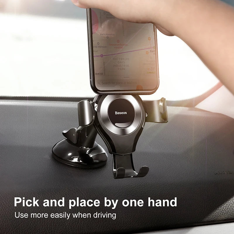 Baseus Gravity Car Phone Holder For iPhone 16 Samsung Suction Cup Car Holder For Phone in Car Mobile Phone Holder Stand 핸드폰 거치대