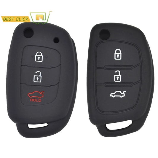 Silicone Car Key Case For Hyundai Elantra Tucson i40 i20 i10 iX35 iX45 Creta Santa fe H-1 Cover Keyless Remote Fob 3 Button