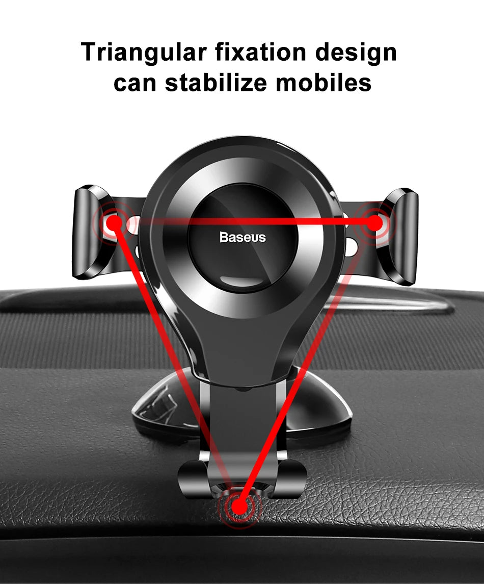 Baseus Gravity Car Phone Holder For iPhone 16 Samsung Suction Cup Car Holder For Phone in Car Mobile Phone Holder Stand 핸드폰 거치대