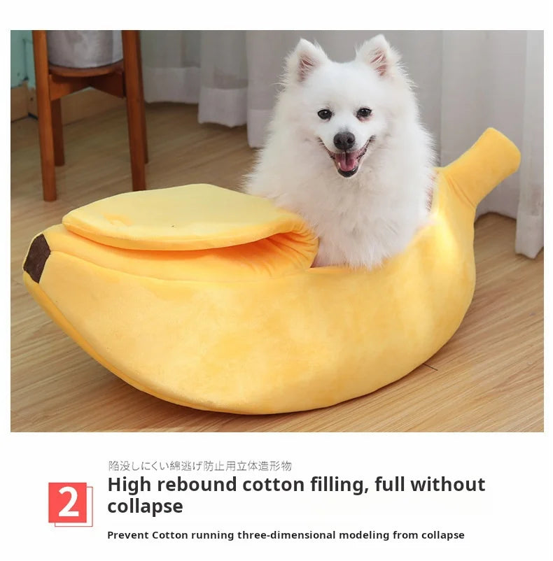 Pet banana shaped warm cat nest dog nest semi closed pet nest hamster nest pet bed sleeping mat