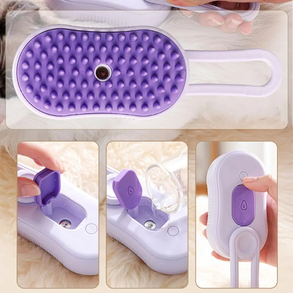 Cat Steam Brush Electric Spray Water Spray Kitten Pet Comb Soft Silicone Depilation Cats Bath Hair Brush Grooming Supplies