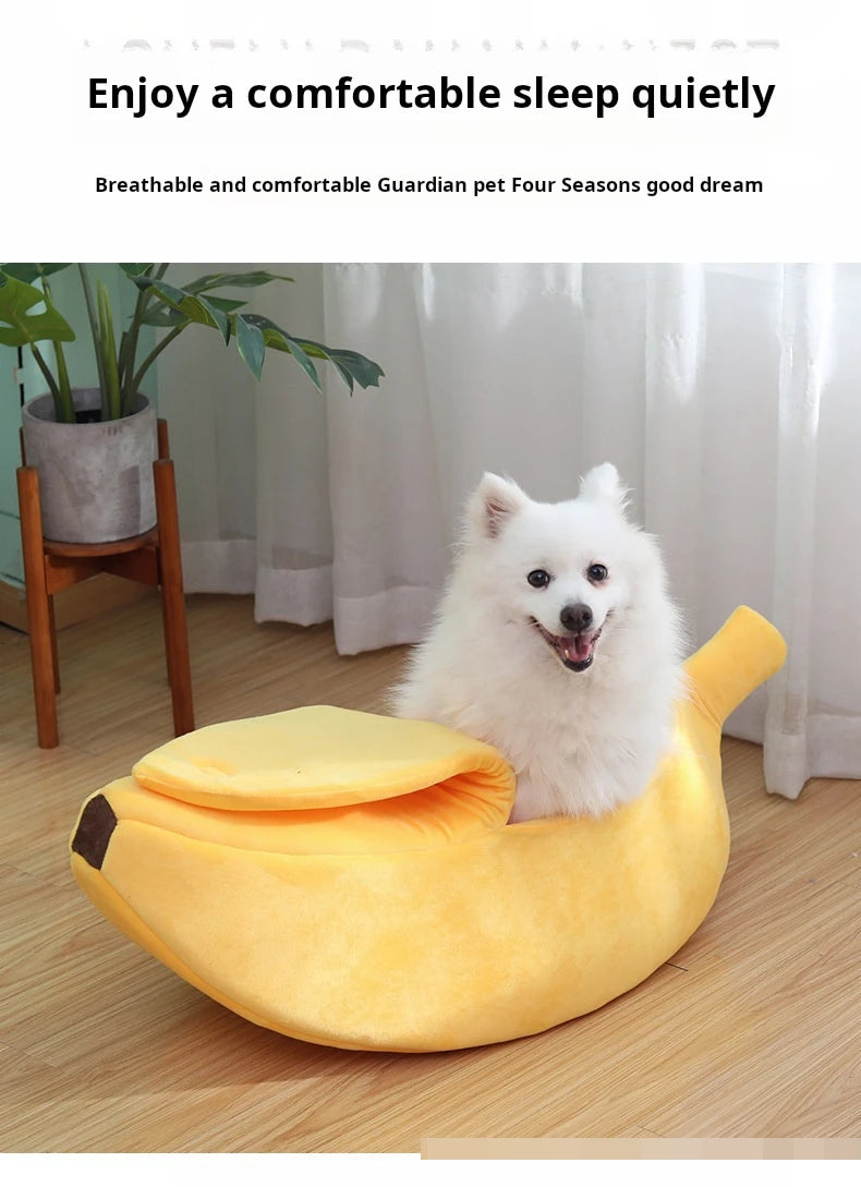 Pet banana shaped warm cat nest dog nest semi closed pet nest hamster nest pet bed sleeping mat