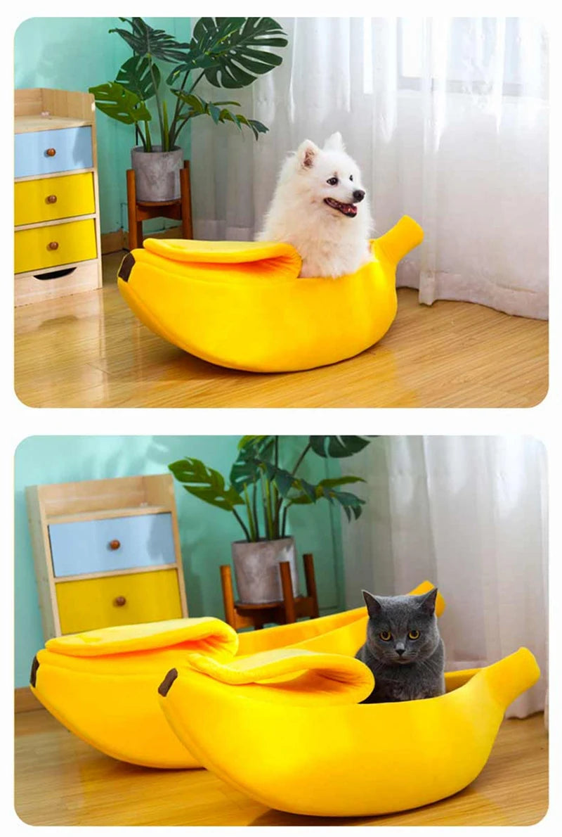 Banana Shaped Pet Bedding Comfortable Cat Nest Mat Winter Cushion Warm Soft Funny Kitten Sleeping Bag Cute Cozy Dog Accessories