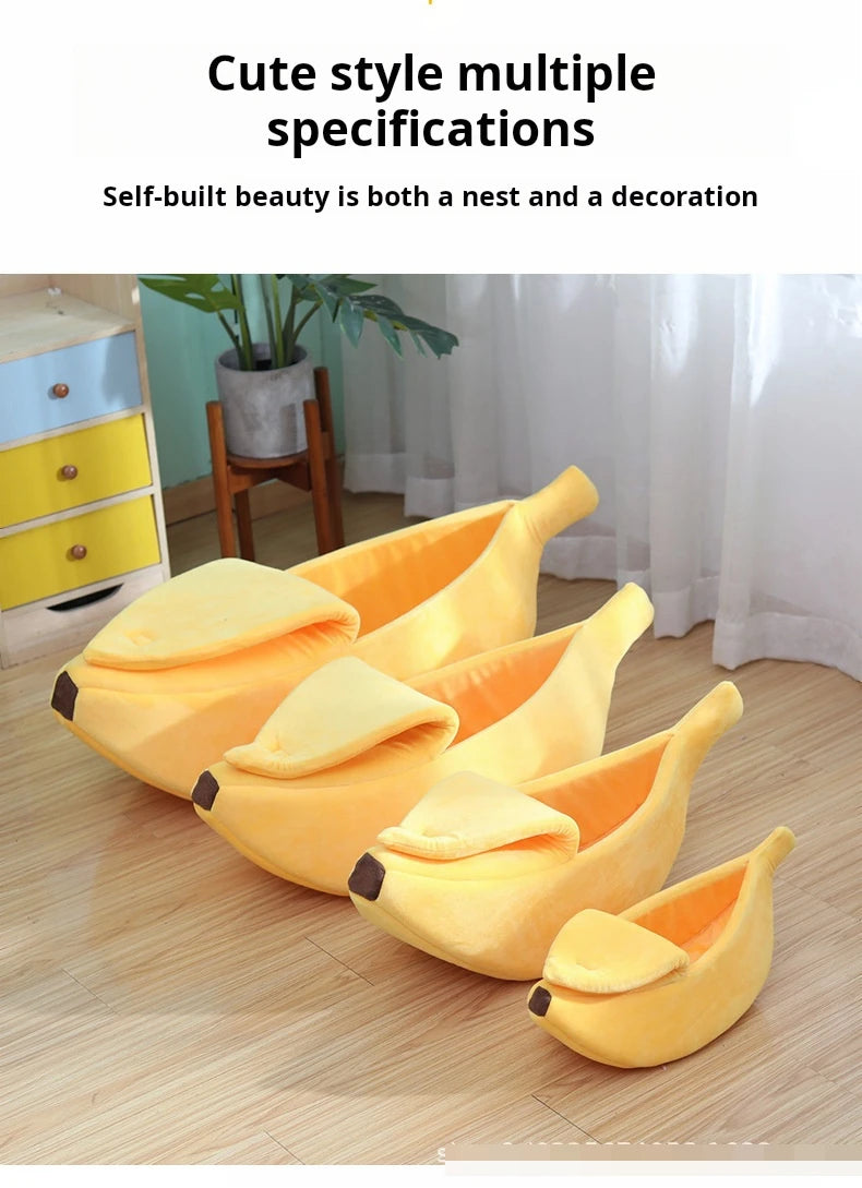 Pet banana shaped warm cat nest dog nest semi closed pet nest hamster nest pet bed sleeping mat