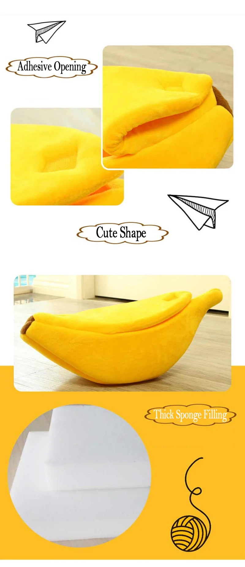 Banana Shaped Pet Bedding Comfortable Cat Nest Mat Winter Cushion Warm Soft Funny Kitten Sleeping Bag Cute Cozy Dog Accessories