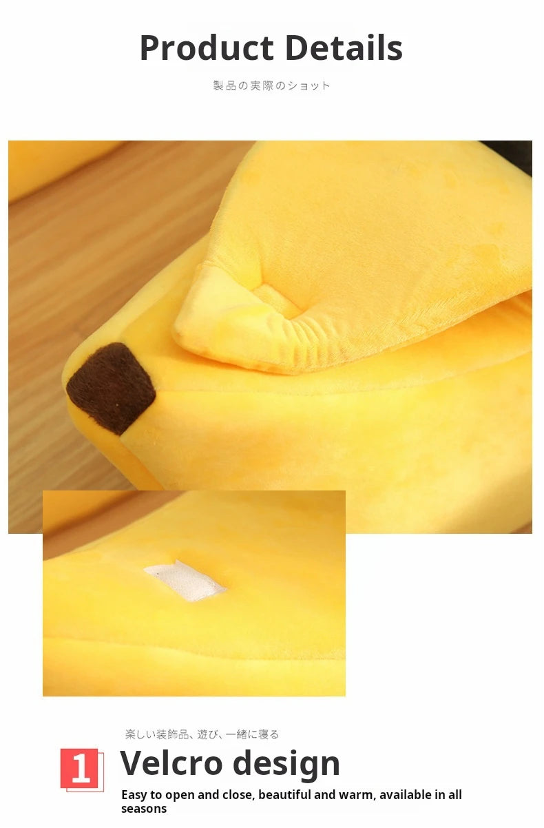 Pet banana shaped warm cat nest dog nest semi closed pet nest hamster nest pet bed sleeping mat